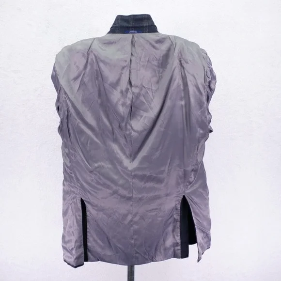 Hart Schaffner Marx Blue / Gray With Tan White Windowpane Wool Sport‎ Coat 42L